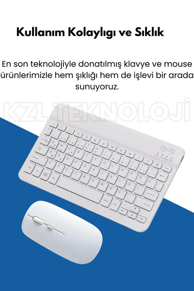 Genel Markalar Mini Kablosuz Wireless Klavye Mouse Seti 2.4 Ghz Beyaz