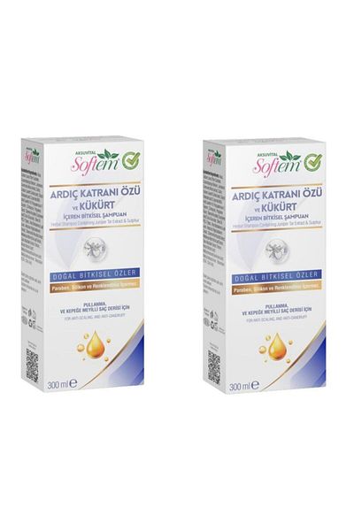 Softem Aksu Vital 300ml Juniper Tar Extract and Sulfur Shampoo - 2 Pieces