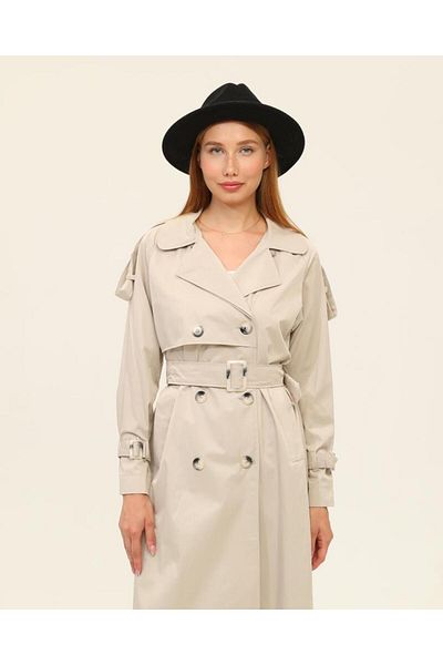 Jamila Seasonal Cotton Gabardine Trench Coat with Raglan Sleeves