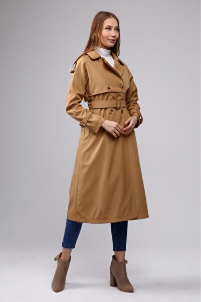 Jamila Reglan Kol Mevsimlik Astarlı Uzun Trençkot,kap