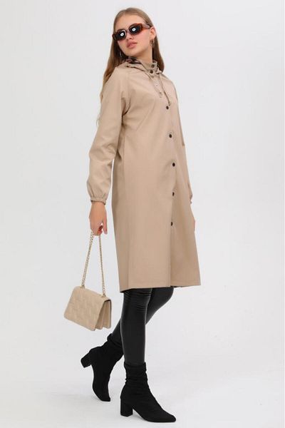 Jamila Women's Sports Hooded Trench Coat - Cap