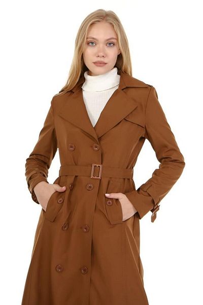 Jamila Long Plus Size Women's Lined Trench Coat