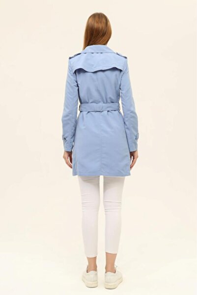 Jamila Yazlık Astarsız Gabardin Kumaş Kısa Kadın Trençkot