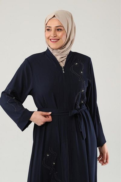 Jamila Embroidered Jewelled Zippered Ferace