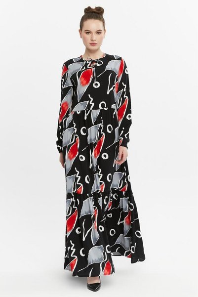 Generic Brand Frilly String Patterned Women's Hijab Dress