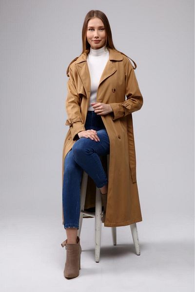 Jamila Raglan Sleeve Seasonal Lined Long Trench Coat, Cap