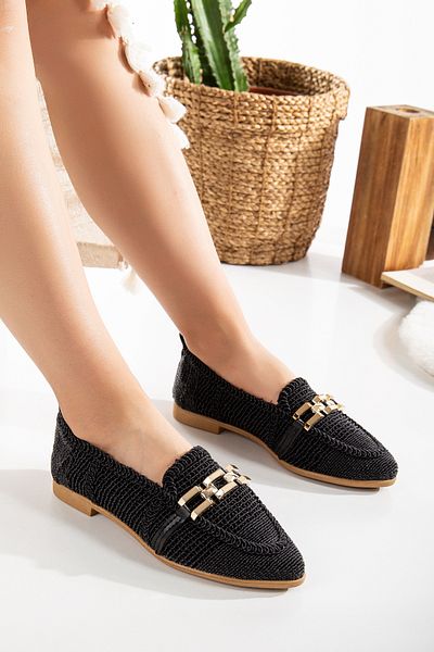 Slipcat Women's Chain Detailed Knitted Ballerina Shoes Women's Shoes Casual Shoes