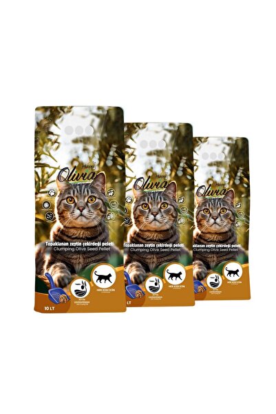 happycatlitter 30 LİTRE TOPAKLANAN ZEYTİN ÇEKİRDEĞİ PELETİ KUMU