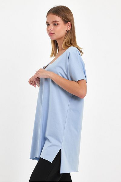 AMAZING CRASH Tricou de bază oversize cu decolteu în V pentru femei