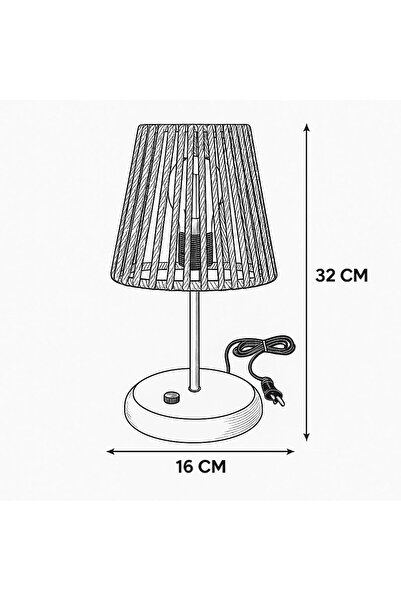 CONANA Lyris - Macrame Lampshade, Mini Table Lamp (Ecru Head, Black Leg)