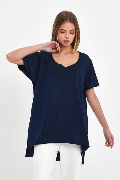 AMAZING CRASH Women's V-Neck Slit Oversize Basic T-Shirt