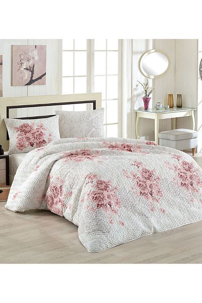Kristal By Taç Crystal Powder 4 Season Quilted Double Quilt Can Be Placed Duvet Cover Set