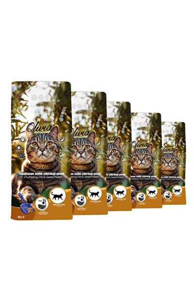 happycatlitter 50 LİTRE TOPAKLANAN ZEYTİN ÇEKİRDEĞİ PELETİ KUMU