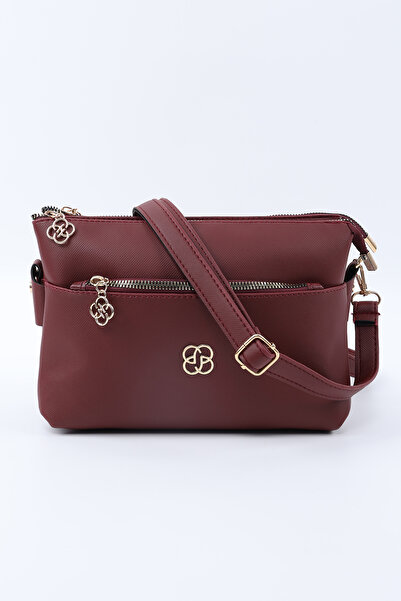 SHAKA Claret Red Shk226 Faux Leather, Zippered 3 Compartment Hand, Arm and Shoulder Bag