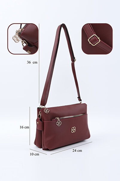 SHAKA Claret Red Shk226 Faux Leather, Zippered 3 Compartment Hand, Arm and Shoulder Bag
