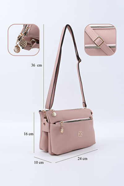 SHAKA Powder Shk226 Faux Leather, Zippered 3 Compartment Hand, Arm and Shoulder Bag