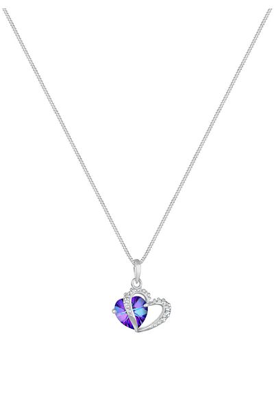 ELLI Halskette Damen mit Anhänger Herz und Kristallen in 925 Sterling Silber 45 cm lang