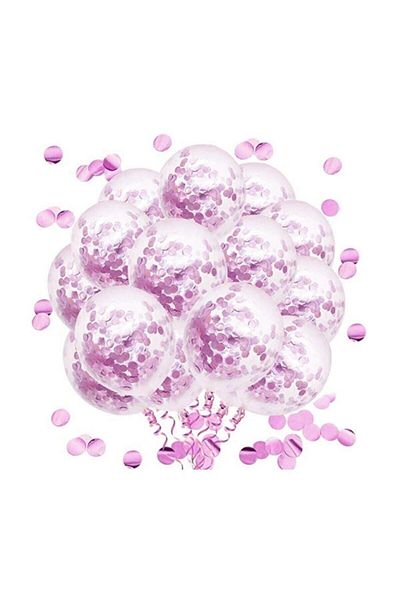 Deniz Party Store 10 Transparent Balloons with Pink Confetti