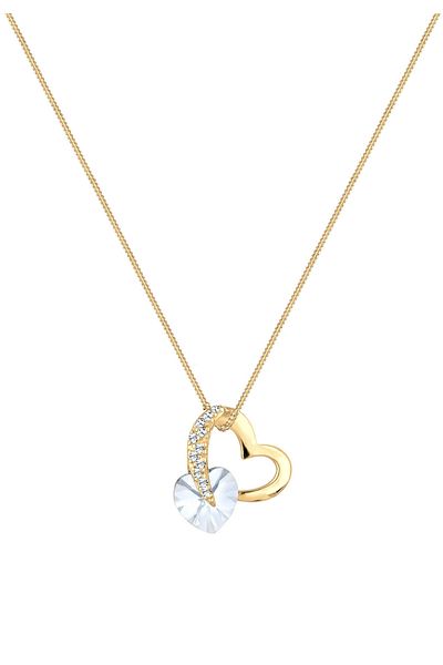 ELLI Necklace White Heart Crystals 925 Sterling Silver
