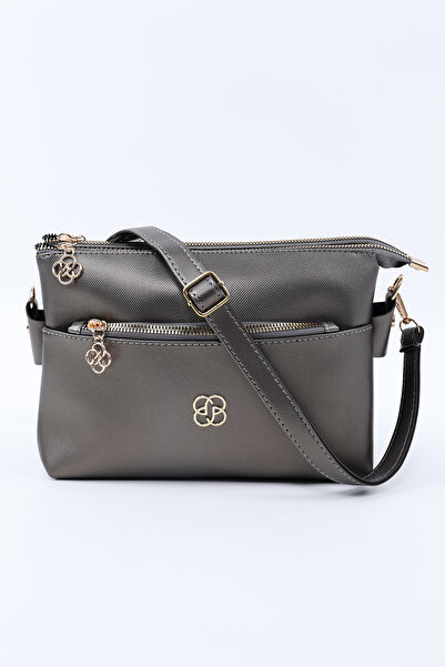 SHAKA Silver Shk226 Faux Leather, Zippered 3 Compartment Hand, Arm and Shoulder Bag