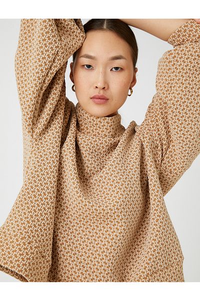 Koton Oversize T-Shirt Long Sleeve Half Turtleneck