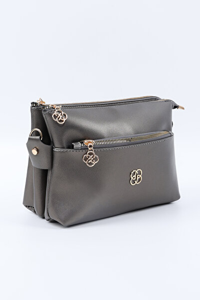 SHAKA Silver Shk226 Faux Leather, Zippered 3 Compartment Hand, Arm and Shoulder Bag