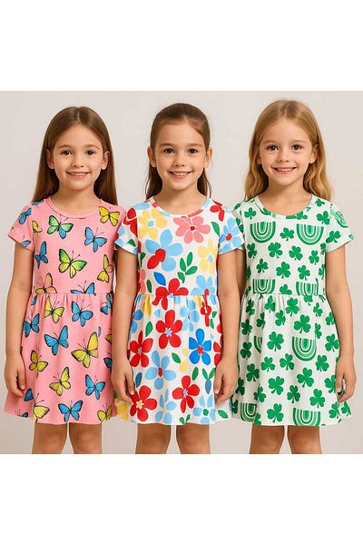 minitrends 3 Printed Lycra Girls Dress