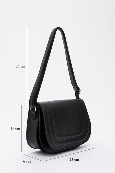 SHAKA Neagră Shk93 piele artificială 2 compartimente curea reglabilă pentru braț și geantă de umăr L:15 E:23 L:6 cm