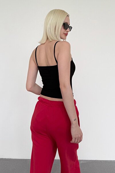 Madmext Black Strap V-Neck Tank Top Mg2454