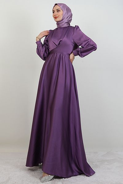 GİZ AGİYİM Rochie de seara cu brâu incrucisat liliac inchis