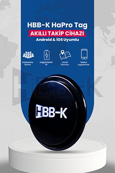 HBB-K Hapro Tag Ios & Android Uyumlu Airtag Akıllı Gps Takip Cihazı(SİYAH)