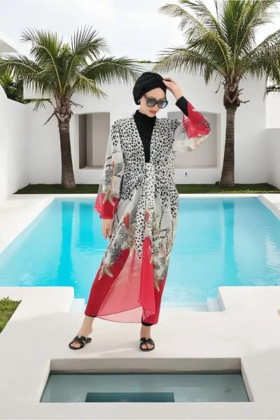 NS Tasarım Tesettür Mayo Laura Rose Design Pareo 252 - Χιτζάμπ