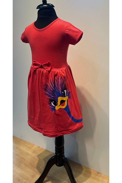 neocotton Curious Bird Printed Girl's Short Sleeve Combed Cotton Dress