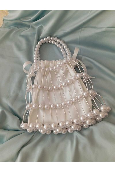 AKHASYA Handmade Bag with Bead Detail and Pearl Design