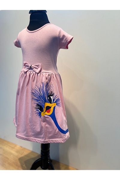 neocotton Fata - Rochie din Bumbac Pieptanat din Bumbac Imprimat Curious and Bird