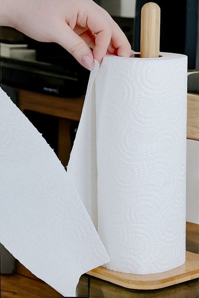Mirilliahome Bamboo Towel Napkin Holder - Countertop Roll Towel Holder Paper Towel Stand Tableware Kitchen Organizer