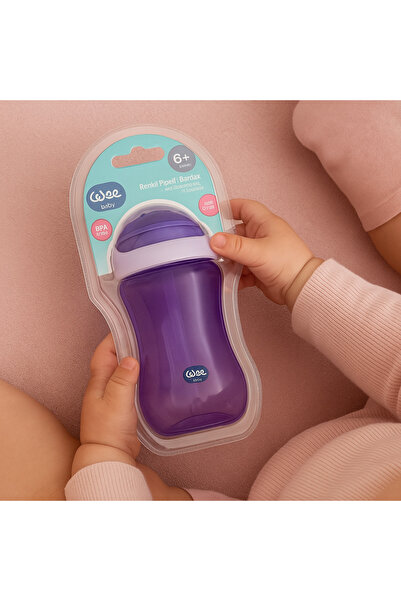 Wee Baby 761 Colored Glass with Straw 350 Ml 6+months Purple
