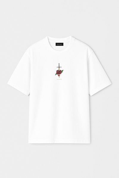 THE RULE Men's Warden Printed Oversize 100% Cotton Wide Cut Soft Textured Crew Neck T-Shirt Rf0509