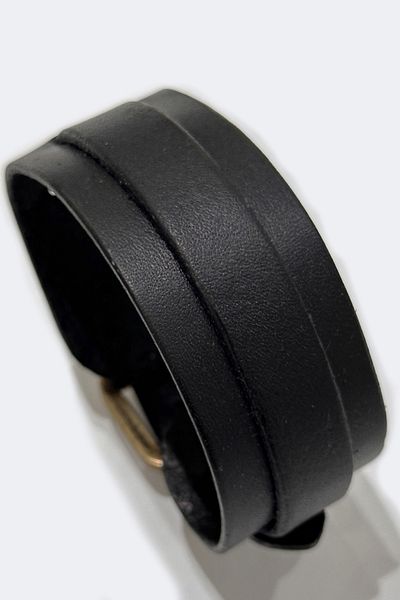 NARKİSSOS Men's Black Leather Bracelet - Single Belt, Handcrafted