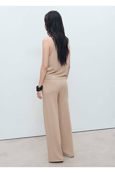 MANGO Woman Pamuklu keten triko pantolon