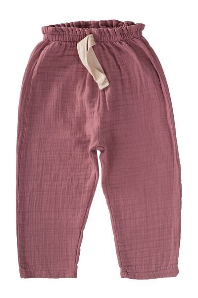 Cigit Ruffled Waist Wide Cut Muslin Trousers 1-8 Years Copper