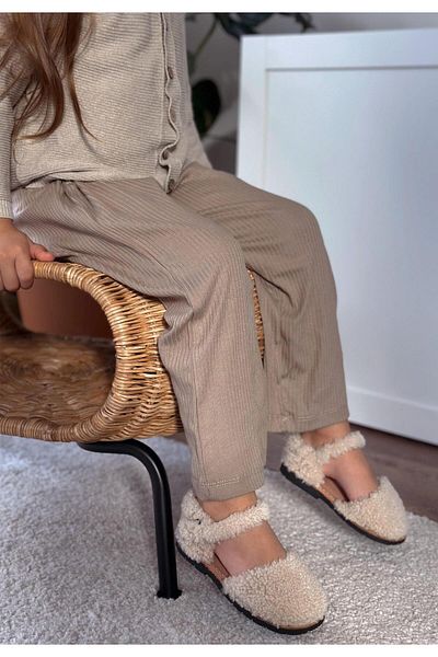 Cigit Wide Cut Corded Seasonal Trousers 2-10 Years Mink