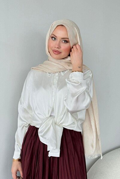 Şule Giyim Πουκάμισο Pelin Satin Λευκό