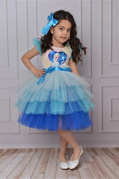 PefyBaby Elsa Girl's Special Day, Birthday, Tulle Evening Dress