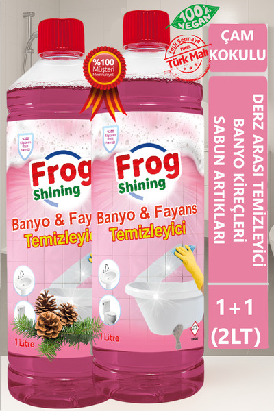 Frog Shining Ultra Banyo Ve Derz Temizleyici Çam Kokulu Pembe Sihirli Köpüren Etki 1ltx2adet (2LİTRE)