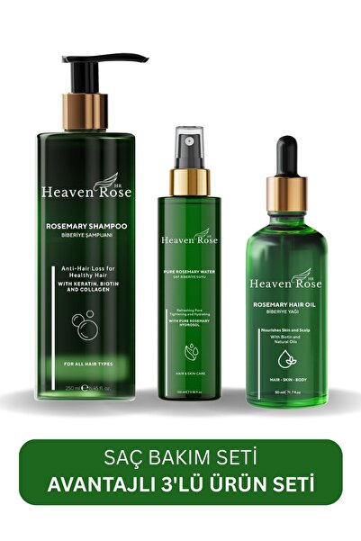 Heaven Rose Hr Biberiye Özlü 3'lü Saç Bakım Seti- Dökülme Karşıtı ve Aşırı Yı...