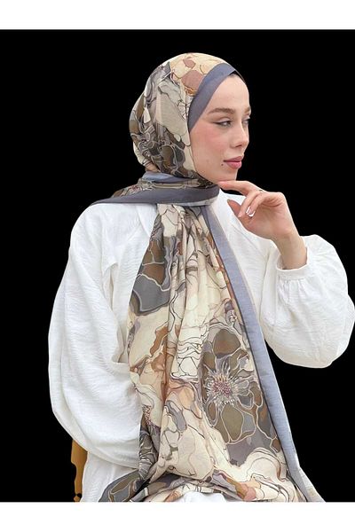 Freeista Dark Gray Patterned Shawl Lina 25042507340