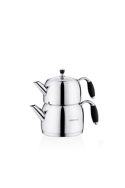 KORKMAZ Flora Black Maxi Teapot Set
