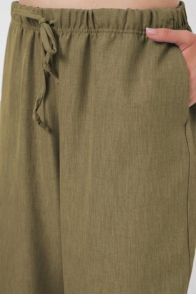 Silerra Wide Leg Linen Trousers 6735 - Çağla