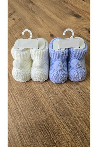 DAPWEAR'S KIDS Special Production Pompom Knitwear Baby (Newborn) Booties Set of 2